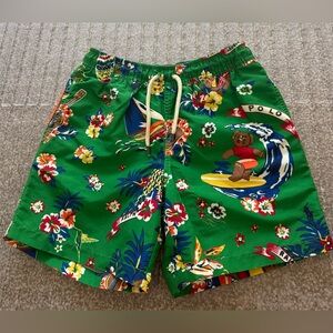 Polo by Ralph Lauren Green Tropical Print Swim Trunks